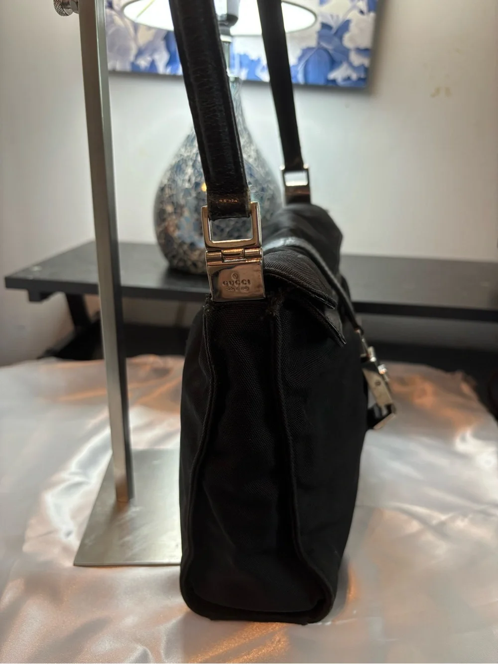 Vintage Rare Archival Gucci Black Nylon Flat Foldover Jackie Bag - Tom Ford Era